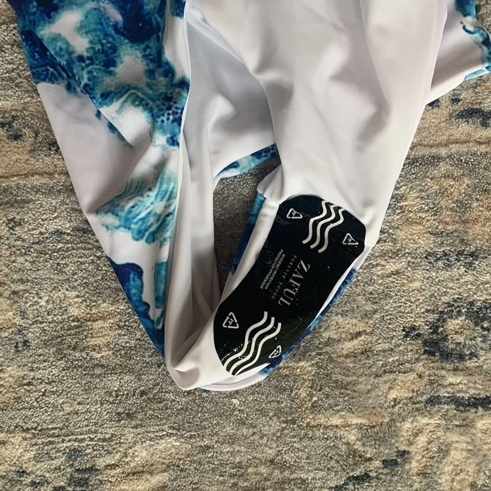 Nwt Zaful Ocean Wave Print one Shoulder One Piece Swimsuit - Picture 4 of 8